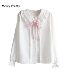 Blusa Kawaii con Cuello Peter Pan y Moño